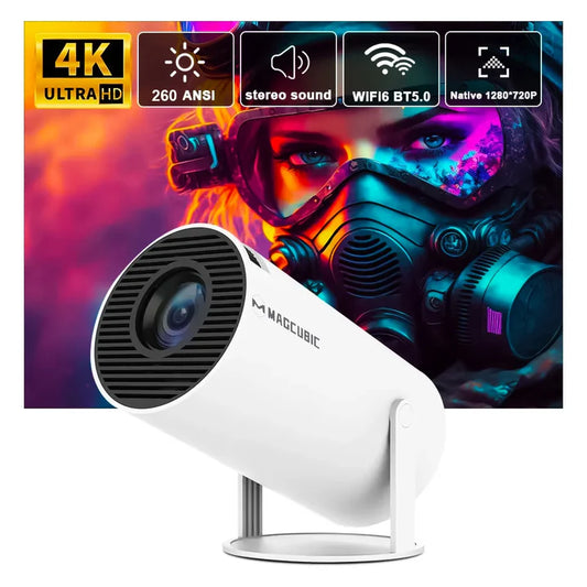 Mini Proyector HY300 – Portátil, Inteligente y Ultra HD - Cine en Tu Bolsillo